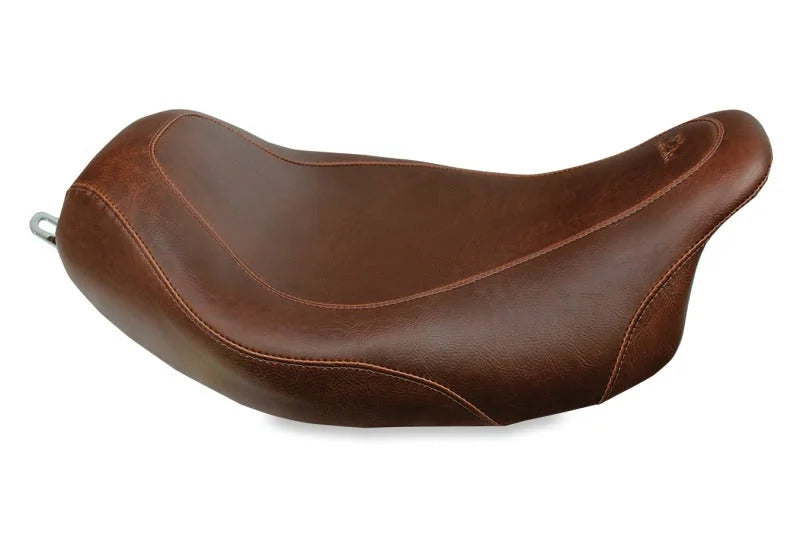 Mustang 08-21 Harley Electra Glide Std,Rd Glide,Rd King,Str Glide Tripper Solo Seat - Brown - Side View