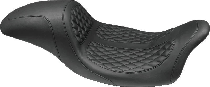 Mustang 08-21 Harley Electra Glide,Rd Glide,Rd King ,Str Glide Hightail Fastback 1PC Seat - Black - Side View