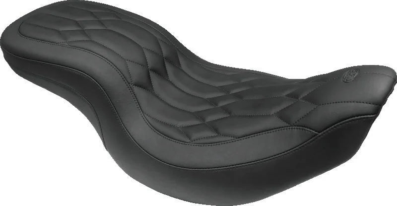 Mustang 08-21 Harley Electra Glide,Rd Glide,Rd King Str Glide Lowdown 1PC Seat Black Pearls - Black - Main Product View