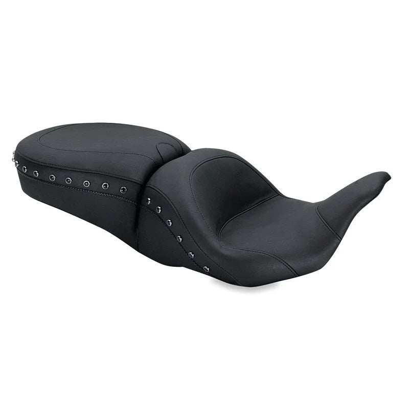 Mustang 08-21 Harley Electra Glide,Rd Glide,Rd King Str Glide Lowdown 1PC Seat Black Pearls - Black - Side View
