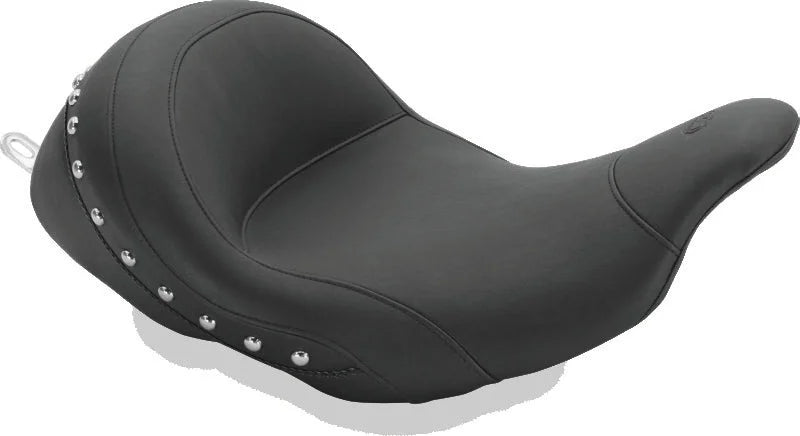 Mustang 08-21 Harley Electra Glide,Rd Glide,Rd King, Str Glide Lowdown Solo Seat w/Studs - Black - Main Product View