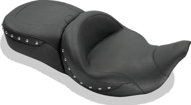 Mustang 08-21 Harley Electra Glide,Rd Glide,Rd King,Str Glide Super Touring 1PC Seat w/Studs - Black - Main Product View
