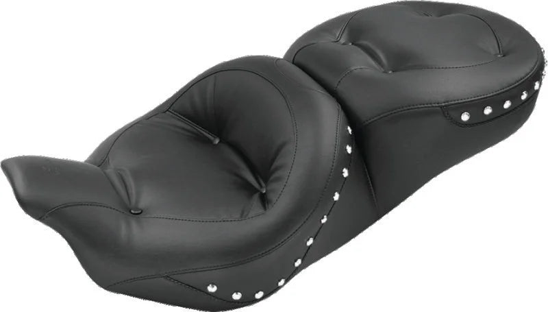 Mustang 08-21 Harley Electra Glide,Rd Glide,Rd King,Street Glide Std Tour 1PC Seat w/Studs - Black - Side View