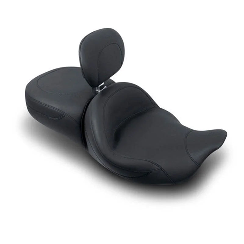 Mustang 08-21 Harley Electra Glide,Rd King,Str Glide Touring Heated 1PC Seat w/Driver Backrest-Black - Side View
