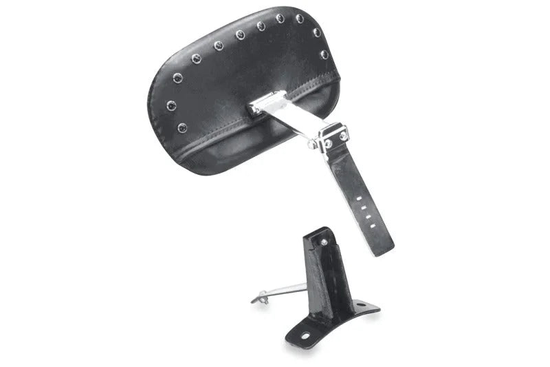 Mustang 08-21 Harley FL Touring Driver Backrest Kit w/Blk Pearl Studs- Black - Main Product View