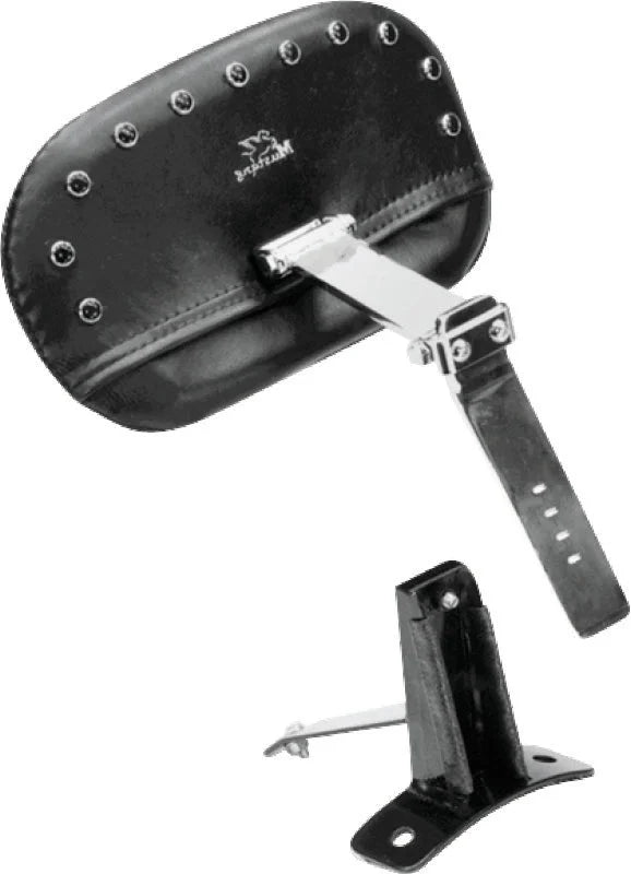 Mustang 08-21 Harley FL Touring Driver Backrest Kit w/Blk Pearl Studs- Black - Side View