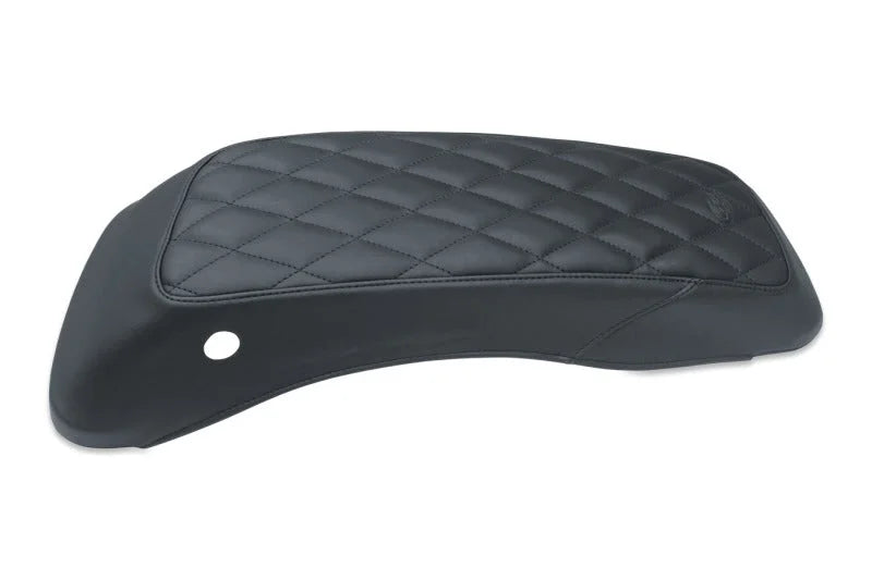 Mustang 08-21 Harley FL Touring Harley Saddlebag Lid Covers Diamond Stitch - Black - Side View