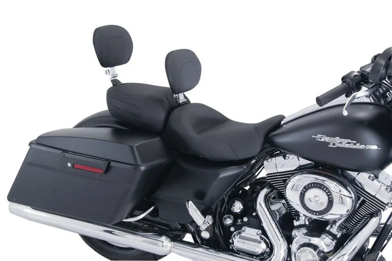 Mustang 08-21 Harley FL Touring Recessed Passenger Seat with Backrest - Black - Side View