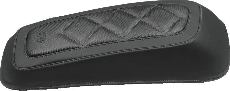 Mustang 08-21 Harley FL Touring Saddlebag Lid Covers Diamond Stitch - Black - Main Product View