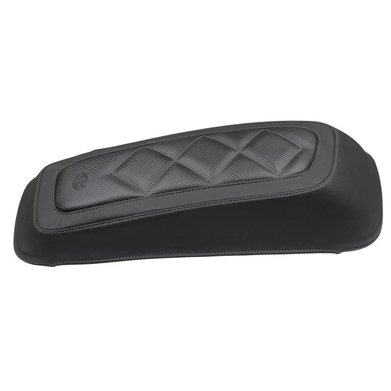 Mustang 08-21 Harley FL Touring Saddlebag Lid Covers Diamond Stitch - Black - Side View