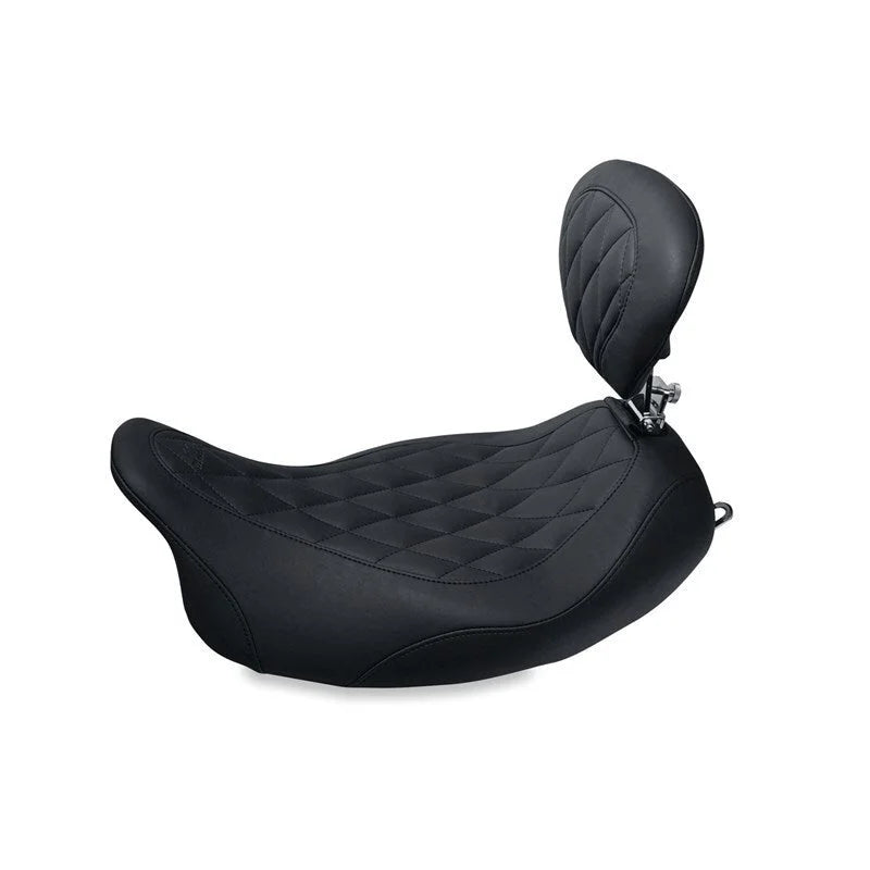 Mustang 08-21 Harley Rd King, 06-07 Str Glide 1906-07,00-05 Eagle Touring Solo Seat Diamond - Black - Side View