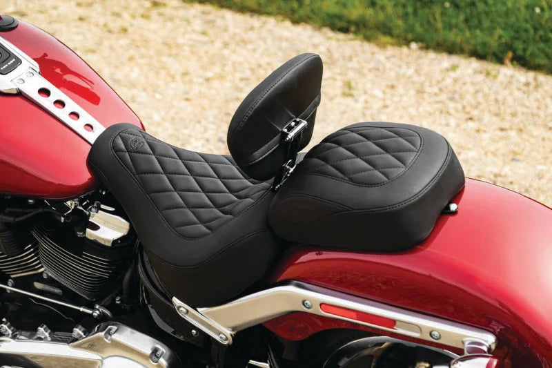 Mustang 08-21 Harley Rd King, 08-23 Street Glide Trike Sissy Bar Pad Deluxe(12 inch x 9 inch)- Black - Side View