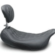 Load image into Gallery viewer, Mustang 08-21 Harley Wide Tripper FL Touring Pass Seat w/ Dr Backrest, Grey Diamond Stitch - Black