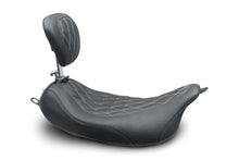 Load image into Gallery viewer, Mustang 08-21 Harley Wide Tripper FL Touring Pass Seat w/ Dr Backrest, Grey Diamond Stitch - Black