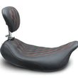 Load image into Gallery viewer, Mustang 08-21 Harley Wide Tripper FL Touring Pass Seat w/ Dr Backrest, Red Diamond Stitch - Black - Side View