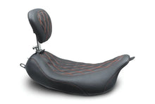 Load image into Gallery viewer, Mustang 08-21 Harley Wide Tripper FL Touring Pass Seat w/ Dr Backrest, Red Diamond Stitch - Black - Side View