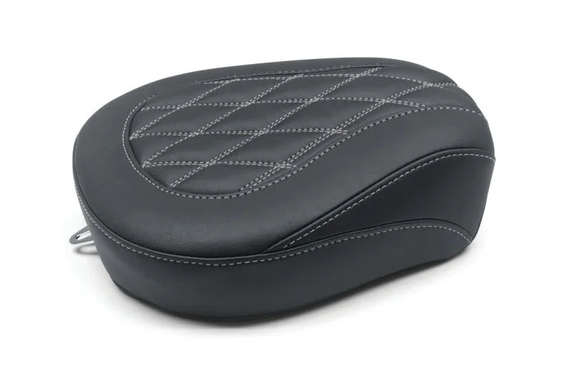Mustang 08-21 Harley Wide Tripper FL Touring Passenger Seat w/Grey Diamond Stitch - Black - Side View
