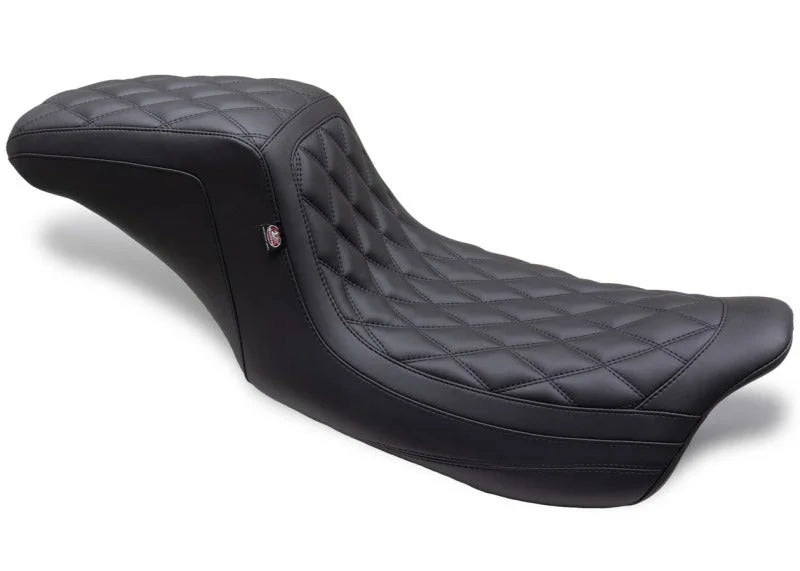 Mustang 08-24 HD FL Touring Double Diamond Squareback 1PC Seat - Black - Side View