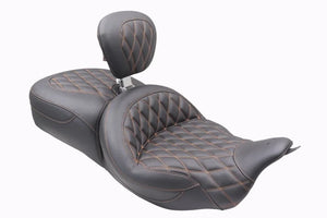 Mustang 08-25 Harley FL Touring Rd King Sp, Rd Glide Ltd, Dble Diamond ST Backrest - Black/MO