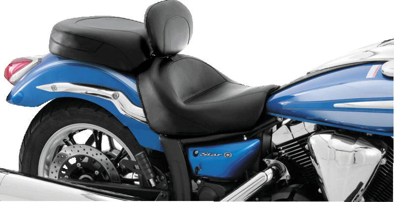 Mustang 09-17 Yamaha V-Star 950, 950 Tourer Std Touring 2PC Seat w/Driver Backrest - Black - Side View