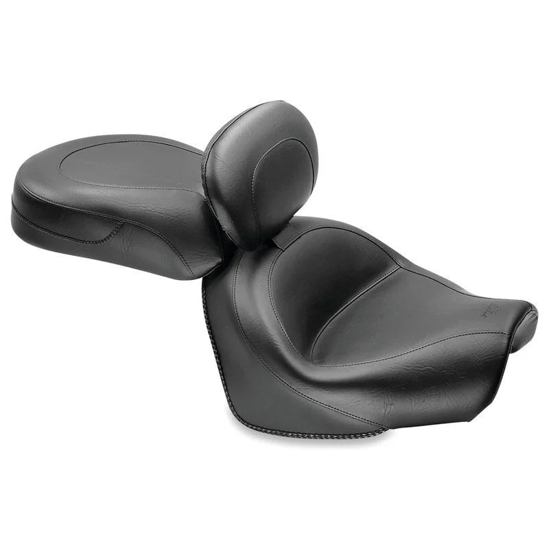 Mustang 09-17 Yamaha V-Star 950, 950 Tourer Std Touring 2PC Seat w/Driver Backrest - Black - Detail View