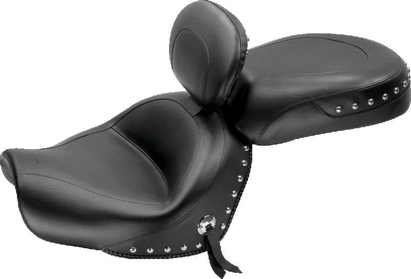 Mustang 09-17 Yamaha V-Star 950, 950 Tourer Std Touring 2PC Seat w/Driver Backrest Studs - Black - Main Product View