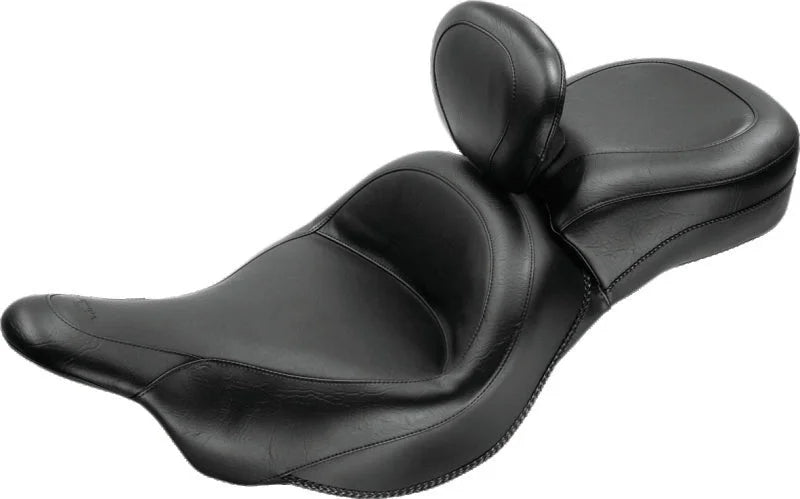 Mustang 09-21 Kawasaki Vulcan 1700 Voyager, Nomad Touring 1PC Seat w/Driver Backrest - Black - Side View