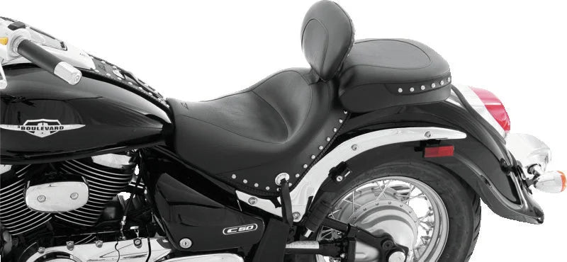 Mustang 09-21 Suzuki Boulevard C50/C50T Standard Touring 2PC Seat w/Driver Backrest w/Studs - Black - Main Product View