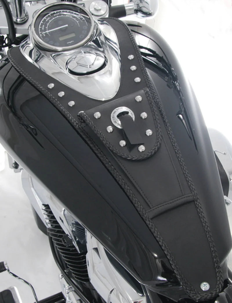 Mustang 10-14 Honda VT1300C Cruiser Tank Bib w/Studs - Black - Side View