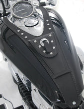 Load image into Gallery viewer, Mustang 10-14 Honda VT1300C Cruiser Tank Bib w/Studs - Black - Side View