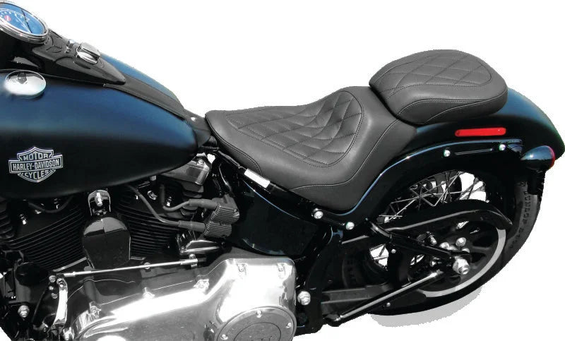 Mustang 11-13 Harley Blackline, 12-17 Slim,Slim S Wide Tripper Solo Seat Diamond Stitch - Black - Detail View