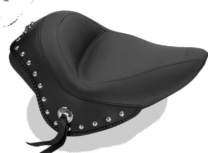 Mustang 11-13 Harley Blackline,12-17 Slim/Slim S Wide Stud Touring Solo Seat w/Studs - Black - Side View