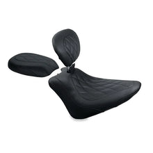 Load image into Gallery viewer, Mustang 11-13 Harley Blackline,12-17 Slim/Slim S Wide Touring Solo Seat w/DBR Diamond - Black - Side View