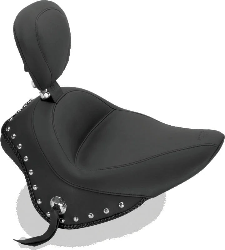Mustang 11-13 Harley Blackline,12-17 Slim/Slim S Wide Touring Solo Seat w/DBR Studs - Black - Main Product View