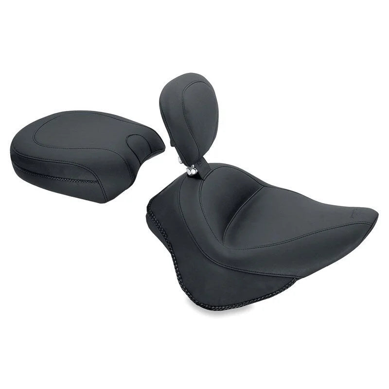 Mustang 11-13 Harley Blackline,12-17 Slim/Slim S Wide Vint Touring Recessed Passenger Seat - Black - Side View