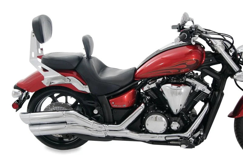 Mustang 11-17 Yamaha Sissy Bar Pad w/Studs (12 inch x 9 inch) - Black - Side View