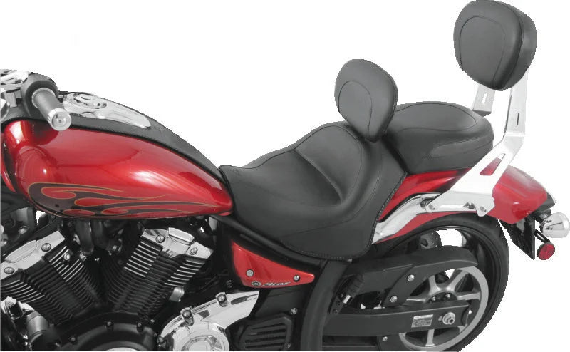 Mustang 11-17 Yamaha Stryker Standard Touring 2PC Seat w/Driver Backrest - Black - Detail View