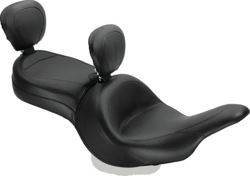 Mustang 11-19 Kawasaki Vulcan 1700, Vaquero Std Touring 1PC Seat w/Driver and Pass Backrest - Black - Main Product View