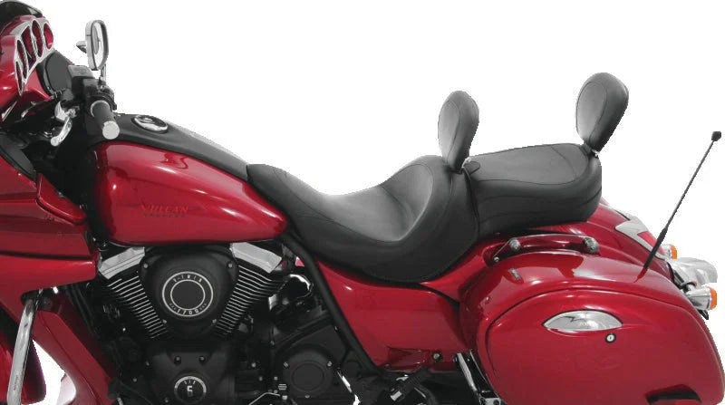 Mustang 11-19 Kawasaki Vulcan 1700, Vaquero Std Touring 1PC Seat w/Driver and Pass Backrest - Black - Side View