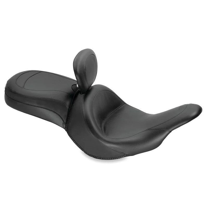 Mustang 11-19 Kawasaki Vulcan 1700, Vaquero Std Touring 1PC Seat w/Driver Backrest - Black - Side View