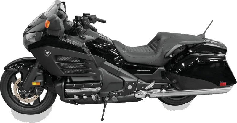 Mustang 13-17 Honda Gold Wing F6B Touring Fastback 1PC Seat Tuck & Roll - Black - Side View