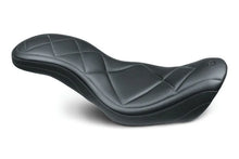Load image into Gallery viewer, Mustang 14-17 Harley Fat Bob Super Tripper 1PC Seat Carbon - Black - Side View