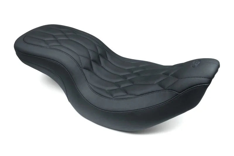 Mustang 14-21 Indian Chieftain,Chief,Roadmaster,Vt Wide Tripper 1PC Seat w/Diamond Stitch - Black - Side View