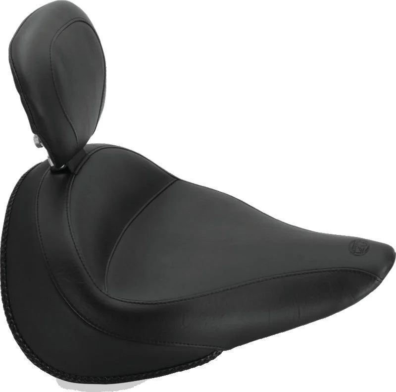 Mustang 14-21 Yamaha Bolt Standard Touring Solo Seat w/ Driver Backrest - Black - Side View