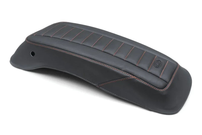 Mustang 14-23 HD FL Touring Saddlebag Lid Covers (Pair) Deluxe - Black w/ Red Stitching - Side View