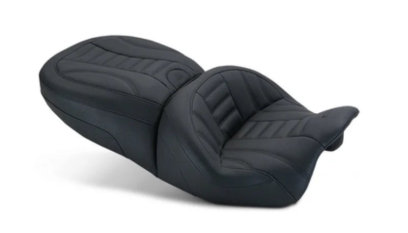 Mustang 15-21 Harley Freewheeler Standard Touring Forward Deluxe 1PC Seat - Black - Side View