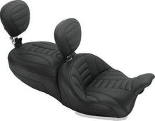 Load image into Gallery viewer, Mustang 15-21 Harley Freewheeler Std Touring Deluxe 1PC Seat w/Driver and Passenger Backrest - Black - Side View