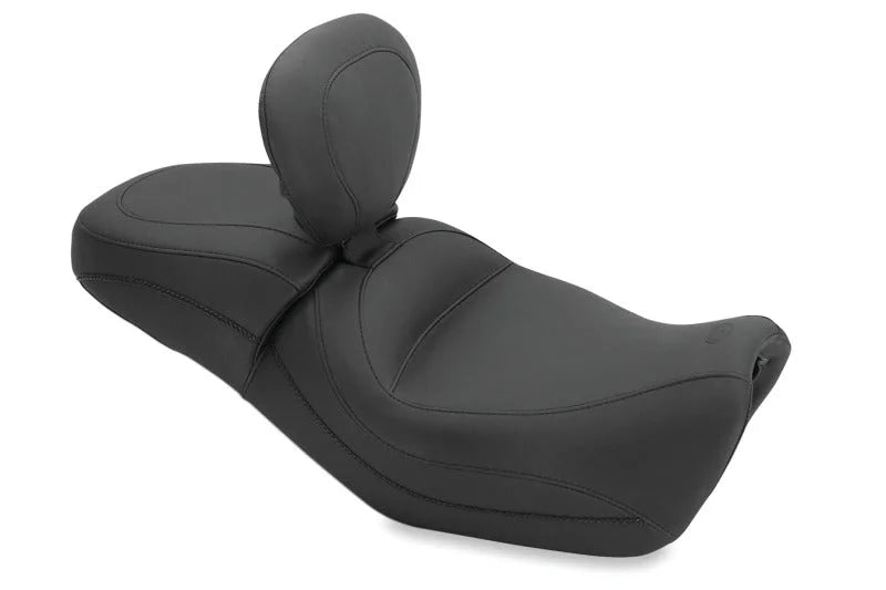 Mustang 15-21 Harley Street Standard Touring 1PC Seat w/Driver Backrest - Black - Main Product View