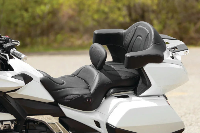 Mustang 18-19 Honda Gold Wing GL1800 Standard Touring 1PC Seat w/ Driver Backrest - Black - Back View