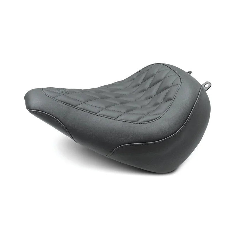 Mustang 18-21 Harley Breakout Wide Tripper Solo Seat Diamond Stitch - Black - Side View
